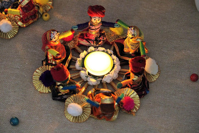 Handmade Recycled Material Rajasthani Dolls Puppet Tealight Candle Holder