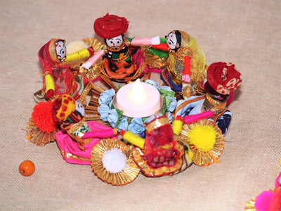 Handmade Recycled Material Rajasthani Dolls Puppet Tealight Candle Holder