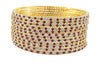 Non-Precious Metal with Base Metal and Zircon Gemstone Studded Premium and Traditional Glossy Finished Sleek Bangle - Red-White