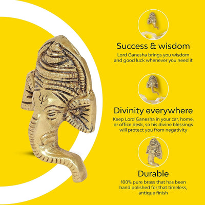 Pure Brass Ganesha Wall Hanging Idol Wall Decorative Sculpture | Religious Showpiece for Home Wall Decor, Pooja Room