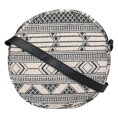 Women's Premium Cotton/Full Sling Shoulder Bag - CIRCLE-BLACK