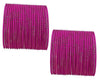 Metal with Cutting Design and Glitter Bangles Set For Women and Girls - Magenta