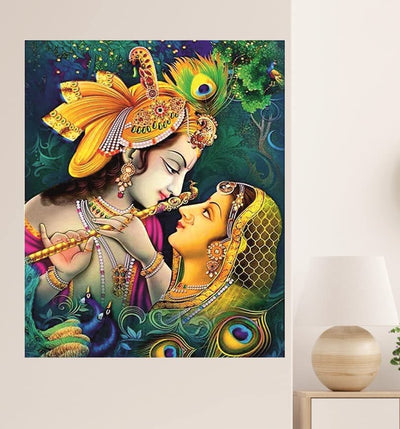 Shree Krishna Radha Wall Sticker for Living Room,Bedroom,Office (Size - 60CM X 90CM)