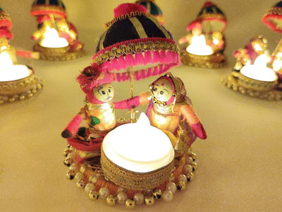 Recycled Material Rajasthani Raja Rani Puppet/Dolls Decorative Tealight Candle Holder