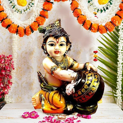 A depiction of Baby Krishna, the infant form of Lord Krishna, the eighth avatar of Vishnu.