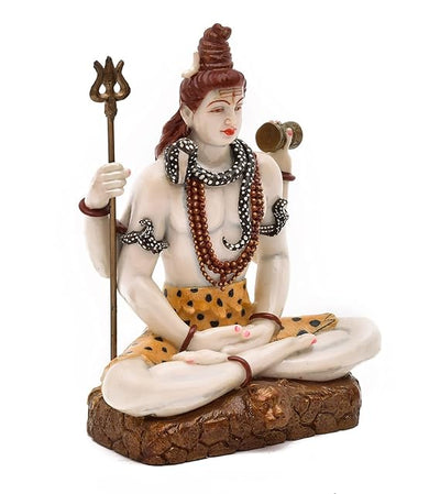 A large, handcrafted resin statue of Lord Shiva, standing tall with his trident and cobra. Perfect for home altars or as a centerpiece.