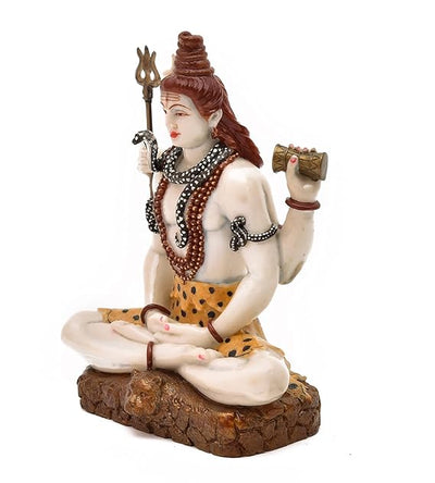 A large, handcrafted resin statue of Lord Shiva, standing tall with his trident and cobra. Perfect for home altars or as a centerpiece.