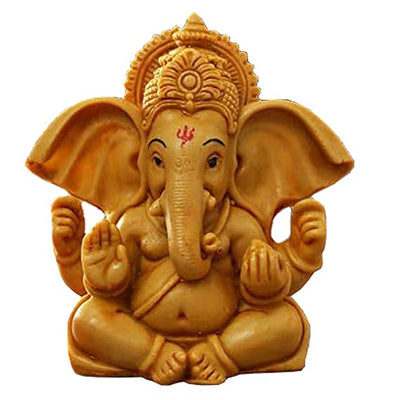 Elegant metal Lord Ganesha statue on a round base, representing divine blessings and spiritual charm, suitable for altars and home decor.