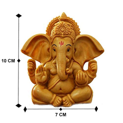 Elegant metal Lord Ganesha statue on a round base, representing divine blessings and spiritual charm, suitable for altars and home decor.