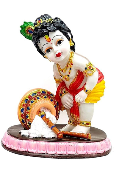  A depiction of Lord Krishna, the eighth avatar of Vishnu, often portrayed as a young boy playing the flute.