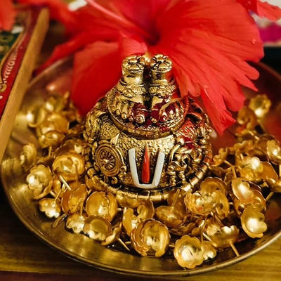 A depiction of Lord Balaji, a Hindu deity associated with the Tirumala Venkateswara Temple in Andhra Pradesh, India.