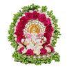 A small golden idol of Lord Ganesha, the Hindu god of wisdom and remover of obstacles, placed on a car dashboard.