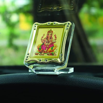 Handcrafted acrylic Ganesha idol for pooja room or home altar, perfect for decor, spiritual spaces, and gifting. 7L x 3W x 8H cm, 150 grams.