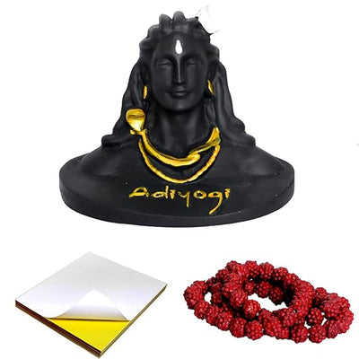 Handcrafted Adiyogi Shiva statue made from resin, showcasing intricate details and a serene expression, perfect for home or altar decoration