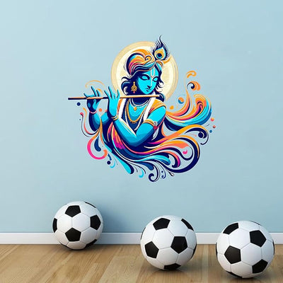 A colorful peel-and-stick wall sticker of Little Krishna, ideal for adding charm to nurseries and playrooms.