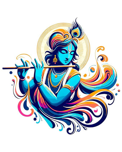 A colorful peel-and-stick wall sticker of Little Krishna, ideal for adding charm to nurseries and playrooms.