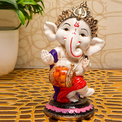 "Handcrafted aluminium Ganesha idol for home decor, measuring 6.2 cm x 3 cm x 3 cm, perfect for altars, spiritual spaces, and bringing blessings."