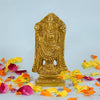 Antique brass statue of Tirupati Balaji, measuring 4 x 4 x 8 cm, handcrafted using traditional sand casting techniques, ideal for home decor and altars.