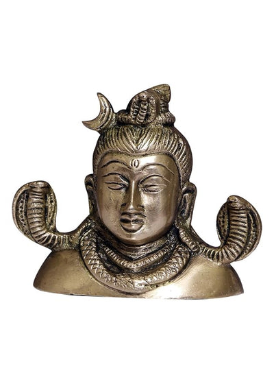 Handcrafted antique brass Lord Shiva idol, symbolizing power and wisdom, perfect for spiritual altars and home decor.