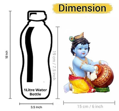 A beautifully crafted resin sculpture of Baby Krishna as the Makhan Chor, showcasing intricate details and vibrant colors, ideal for home decor.
