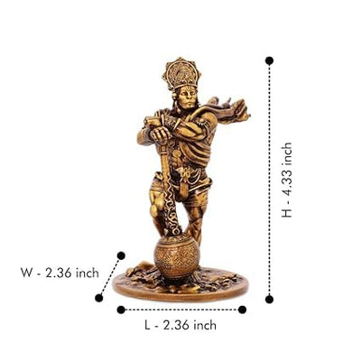Handmade Bahubali Hanuman Ji idol in resin, featuring intricate details, ideal for car dashboard or home altar