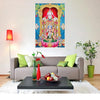 Vinyl sticker of Lord Venkateswara Swamy with Mata Laxmi, showcasing vibrant colors and intricate details, ideal for enhancing home decor.