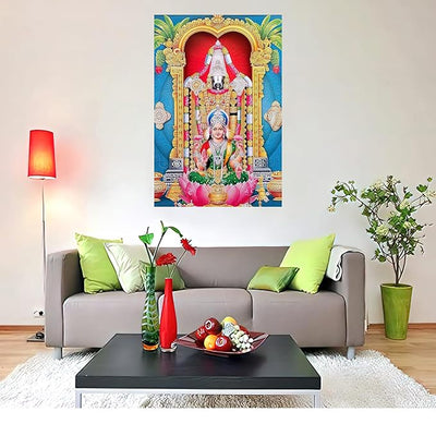 Vinyl sticker of Lord Venkateswara Swamy with Mata Laxmi, showcasing vibrant colors and intricate details, ideal for enhancing home decor.
