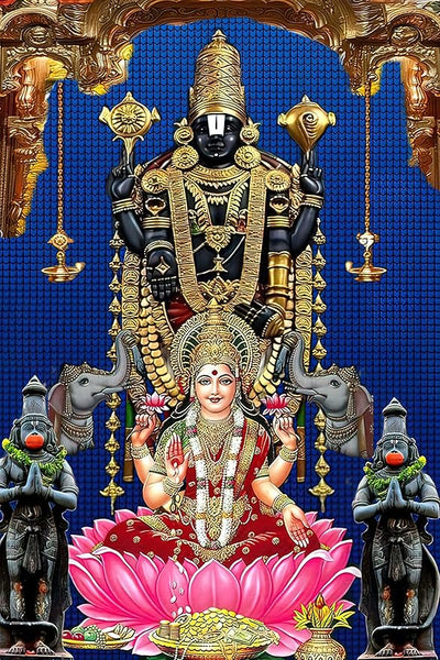 High-quality vinyl sticker of Lord Tirupati Balaji, showcasing vibrant colors and intricate details, ideal for enhancing home decor.