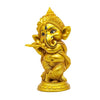 Handcrafted Ganesha statue playing a Bansuri with an integrated tealight holder, measuring 16 x 19 x 7 cm and weighing 250g. A symbol of spirituality and artistry.