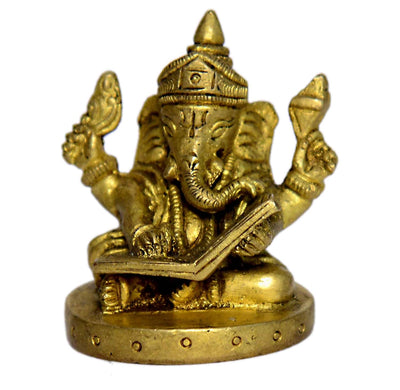  Handcrafted 210g brass Ganesha idol, 3.81 cm x 3.81 cm x 5.08 cm, perfect for home decor, altars, or gifting. Symbol of wisdom and prosperity.