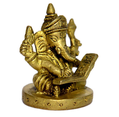  Handcrafted 210g brass Ganesha idol, 3.81 cm x 3.81 cm x 5.08 cm, perfect for home decor, altars, or gifting. Symbol of wisdom and prosperity.
