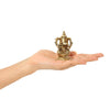 Handcrafted 100% brass Ganesha idol, measuring 4.8L x 3.8W x 6.8H cm, perfect for home altar or car dashboard, symbolizing prosperity and wisdom.