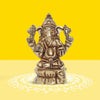 Handcrafted brass Ganesha idol seated on a lotus flower, symbolizing wisdom and prosperity, perfect for any altar or decorative space.