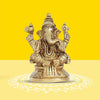 Handcrafted brass Ganesha idol, 4.4L x 4W x 7.6H cm, symbolizing prosperity and wisdom, ideal for altars and home décor.