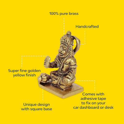 A handcrafted brass Hanuman idol, 7.4 cm tall, symbolizing strength and devotion, ideal for home decor and spiritual altars.