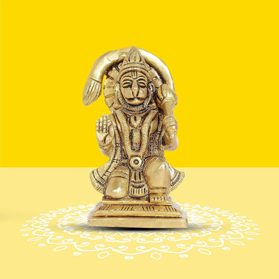 A handcrafted brass Hanuman idol measuring 7.4 cm tall, symbolizing strength and devotion, ideal for home decor and spiritual altars.