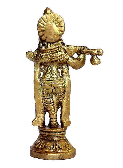 Exquisite brass Krishna Murti depicting the playful spirit of Lord Krishna, handcrafted and designed for home decor and spiritual significance.