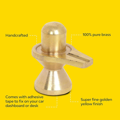 Handcrafted pure brass Shivling idol, symbolizing Lord Shiva's transformative energy, featuring intricate details and a warm golden glow.