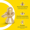 Handcrafted pure brass Shivling idol, symbolizing Lord Shiva's transformative energy, featuring intricate details and a warm golden glow.