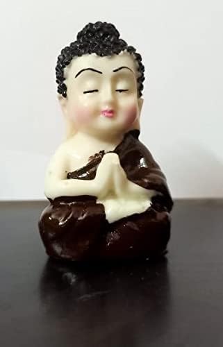 Collection of four serene Buddha monk statues made from durable resin, ideal for indoor and outdoor decor, promoting tranquility and harmony
