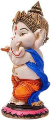 Handcrafted dancing Ganesha idol made of resin, measuring 7 x 7 x 10.8 cm and weighing 250g. Symbolizes joy and prosperity, ideal for home decor or gifting.