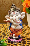 Handcrafted dancing Ganesha idol made of resin, measuring 7 x 7 x 10.8 cm and weighing 250g. Symbolizes joy and prosperity, ideal for home decor or gifting.