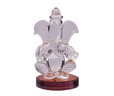 Charming handmade glass Ganesha idol, weighing 300g, ideal for altars or car dashboards, featuring intricate craftsmanship and divine elegance."