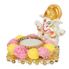 Charming Lord Ganesha idol made of resin, dimensions 10 cm x 10 cm x 7 cm, symbolizing wisdom and prosperity, ideal for home and office decor.