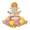 Charming Lord Ganesha idol made of resin, dimensions 10 cm x 10 cm x 7 cm, symbolizing wisdom and prosperity, ideal for home and office decor.