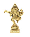Handmade brass Dancing Ganesha idol, measuring 3.7 x 3.7 x 11.2 cm, symbolizing joy and triumph over obstacles for spiritual decor.