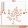 Colorful Dancing Ganesha wall sticker measuring 85L x 1W x 75H cm, made from durable vinyl, ideal for enhancing home decor and spiritual ambiance.