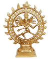 Handcrafted brass Dancing Shiva Natraj statue, depicting Lord Shiva in a dynamic pose, ideal for spiritual altars and home decor.