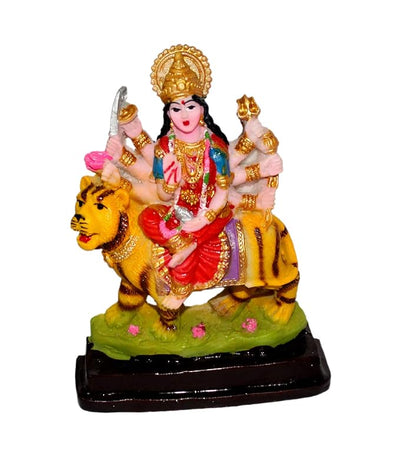 Handmade Devi Durga Idol in reddish multi-color synthetic resin, ideal for home decor, puja, and special gifting occasions.