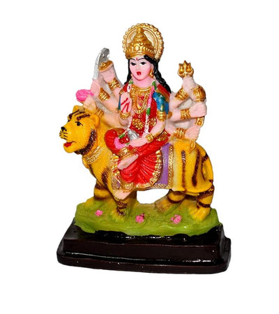 Handmade Devi Durga Idol in reddish multi-color synthetic resin, ideal for home decor, puja, and special gifting occasions.